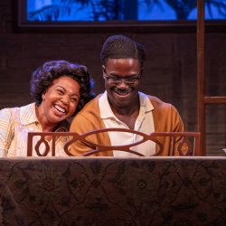 Jerrika Hinton and Bradley Gibson in South Coast Repertory's 202